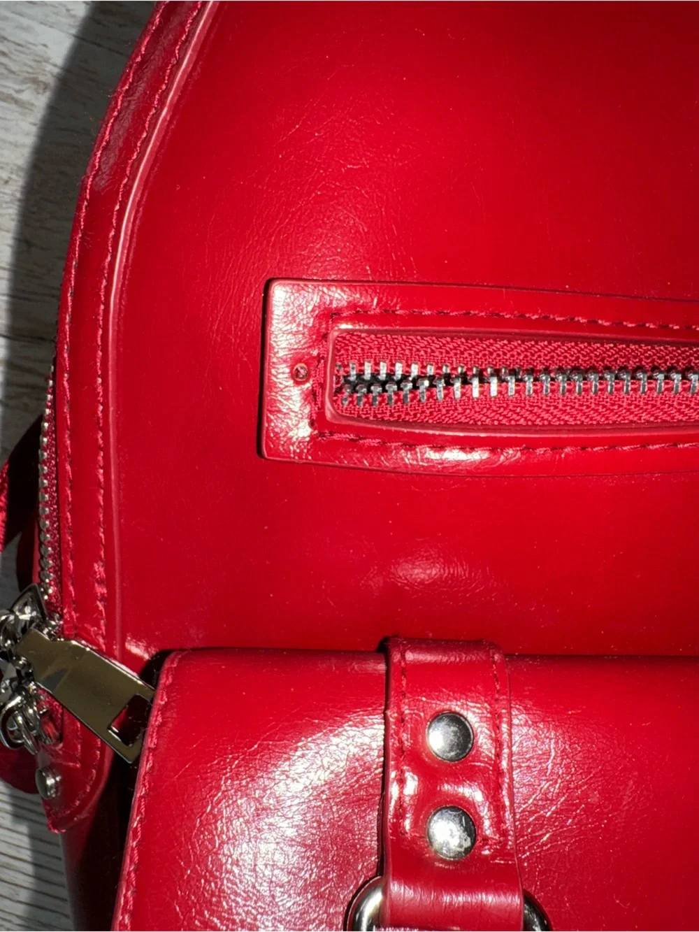 Steve Madden Shiny Red Mini Backpack